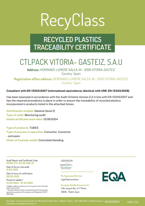 For the Second Consecutive Year, CTLpack Receives the RecyClass Certification